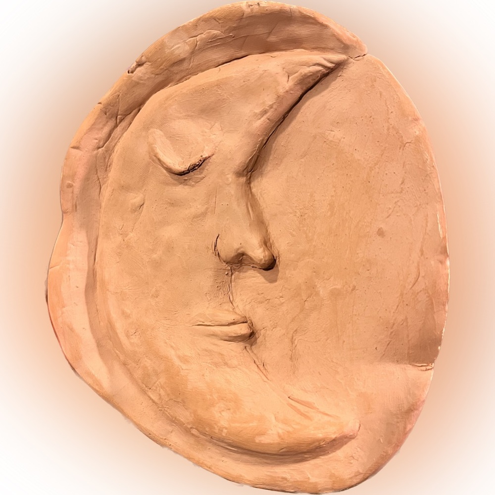 Handmade Artisian Boho Earthy Cresent Moon Man Clay Trinket Dish Made by Myself